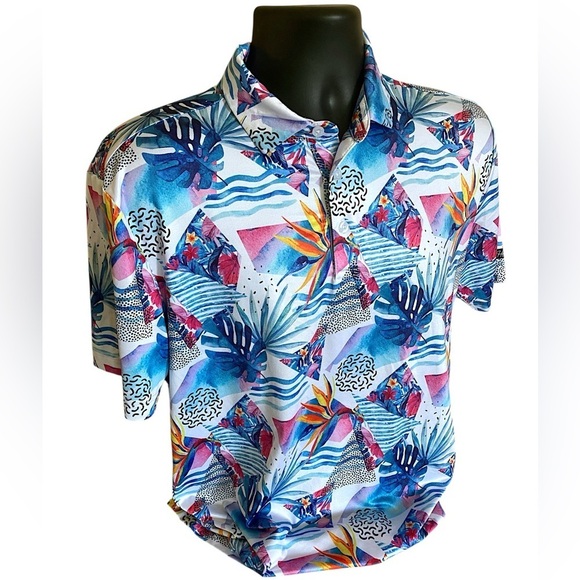 HOLSON GOLF CO. The MICHAEL Good Shirts for Bad Golfers Tropical Print Polo (M) - Picture 3 of 13